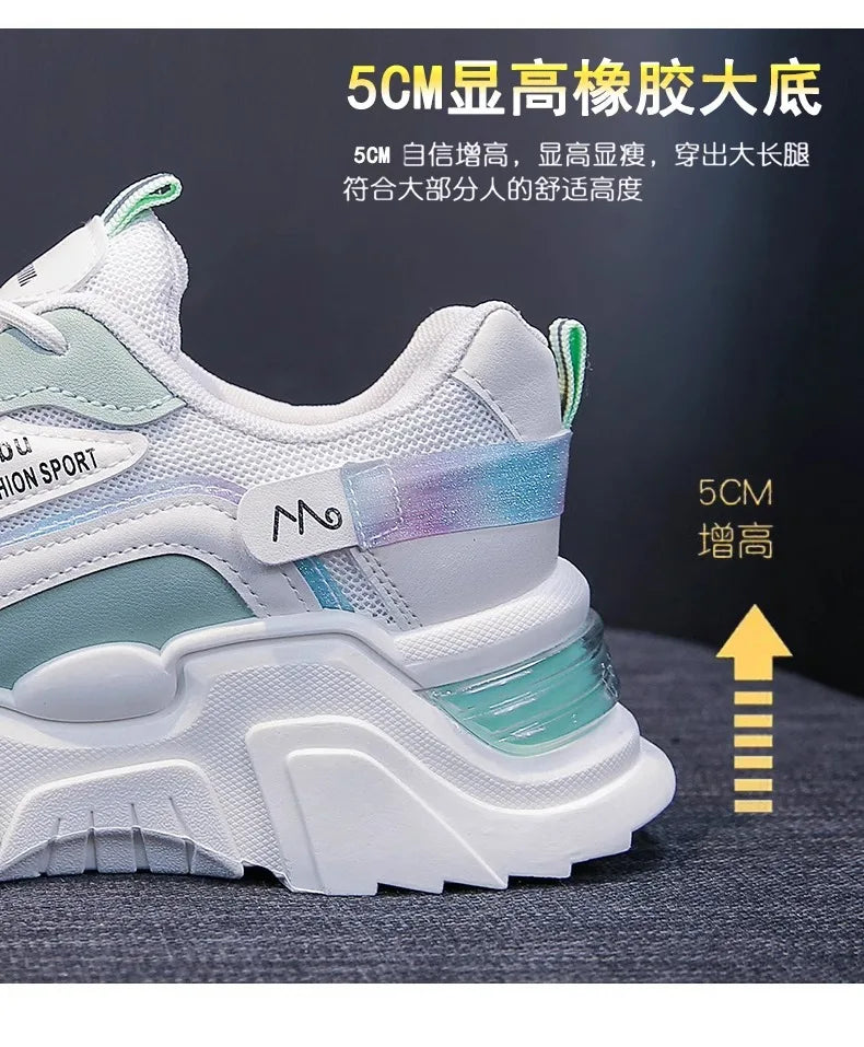 2025 Sneakers Women Platform Flat Shoes Woman Shoes Green Casual Trainers Ladies Chunky Sneakers Women Shoes RT220
