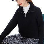 Fashion Women Sweaters 2025 LOOSE Zipper Design Pullovers Casual Solid Turtleneck Thickening Pink Knitted Winter Women's Sweater RT220