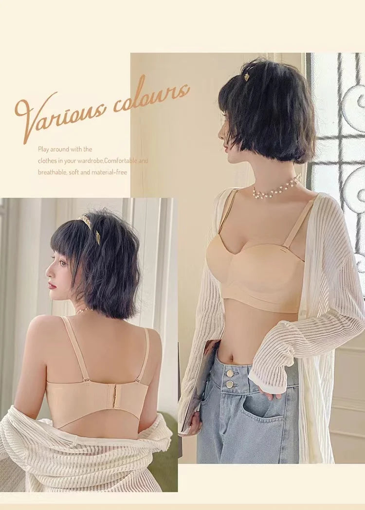 Women's Bra  Half Cup Push Up Small Breasts Show Bigger Side Breasts Seamless Sling Bra No Wires Sexy Sling Bra RT220