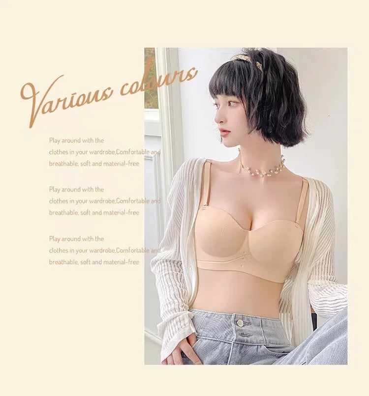 Women's Bra  Half Cup Push Up Small Breasts Show Bigger Side Breasts Seamless Sling Bra No Wires Sexy Sling Bra RT220