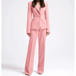 Office Lady Fashion Beige Women Suits One Button Peak Lapel 2 Piece Jacket Pants Slim Fit Smart Causal Conjuntos De Pantalones RT220