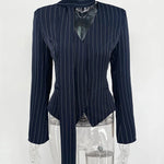 Trendix Elegant Blazer 2 Piece Sets Women V Neck Patchwork Scarf Lace Up Jackets Femme Bodycon Skirt And Commuting Blazers Suits RT220