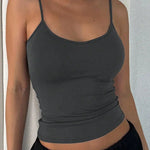 Women's Backless Cami Crop Top Summer Solid Color Casual Sleeveless Streetwear Y2K Top RT220