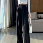 Elegant Wide Leg Pants Women Korean Style High Waist Black Baggy Pants Office Ladies Fashion Loose Suit Trousers Streetwear 2024 RT220
