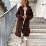 Women Faux Fur Thin Long Coat Warm Autumn Winter Teddy Female Casual Coat Oversized Soft Fluffy Fleece Jackets Overcoat RT220