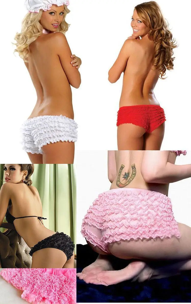 Women Lace Bloomers Panties Sexy Pink Ruffled Mesh Transparent Cake Skirt Nightclub Performance Pole Dance Skirt Best Gift List RT220