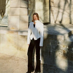 Trendix Elegant Blazer 2 Piece Sets Women V Neck Patchwork Scarf Lace Up Jackets Femme Bodycon Skirt And Commuting Blazers Suits RT220