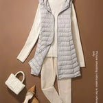 New Fashion Female Sleeveless Jacket Women Winter Light White Duck Down Jacket Slim Puffer Vest Portable Windproof Down Coat RT220