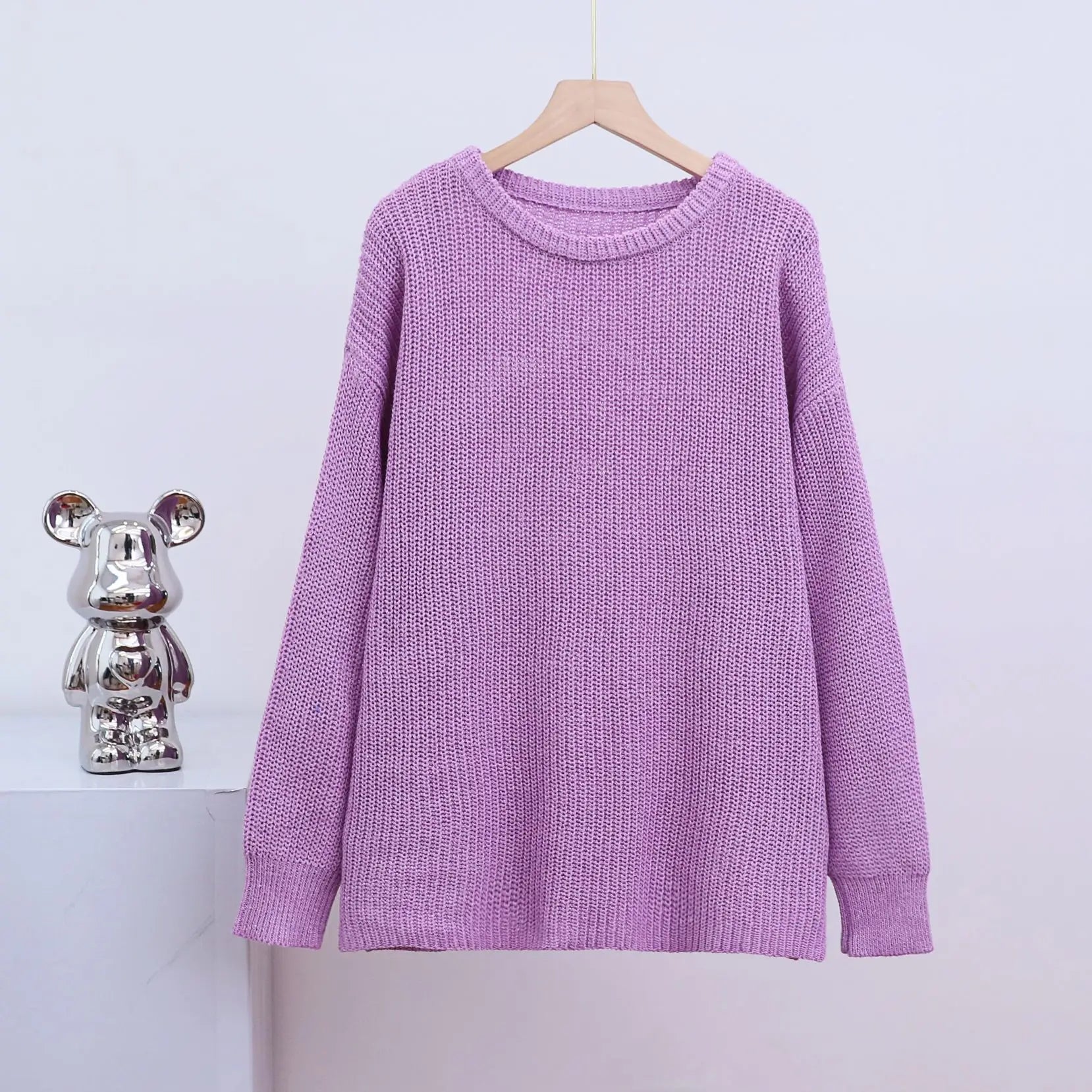 Casual O-neck Long Sleeve Sweater Blouse Office Lady Autumn Winter Fashion Elegant Solid Knitted Sweater For Women 2023 Female RT220