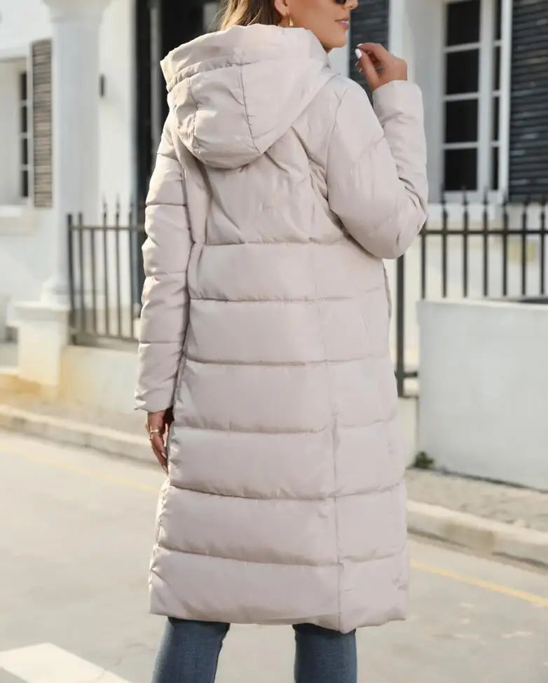 Winter New Hooded Mid Length Slim Fit Warm Long Sleeve Solid Color Jacket For Women,3 Colors RT220