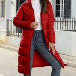 Winter New Hooded Mid Length Slim Fit Warm Long Sleeve Solid Color Jacket For Women,3 Colors RT220
