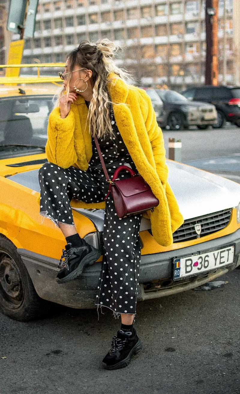 Thick Faux Fur Jacket Women Wine Red Autumn Winter Korean Maxi Coat Long Warm Luxury Fur Black Parkas Bontjas Furry Outerwear RT220