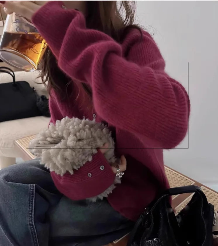 Soft Waxy Cashmere Knit Cardigan European Style Single-Breasted Sweater Long Sleeve Autumn Winter Fashionable Outerwear RT220