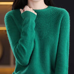 100% Merino Wool Knitted Sweater Autumn/Winter 2024 New Women's Round Neck Hollow Top 11 Color Pullover Versatile Coat NJR1107 RT220