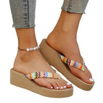 Summer Women's Slippers Wedge Thick Sole Women's Shoes Outdoor Beach Slippers Fashion Flip Flop Bohemian Style Sandals RT220
