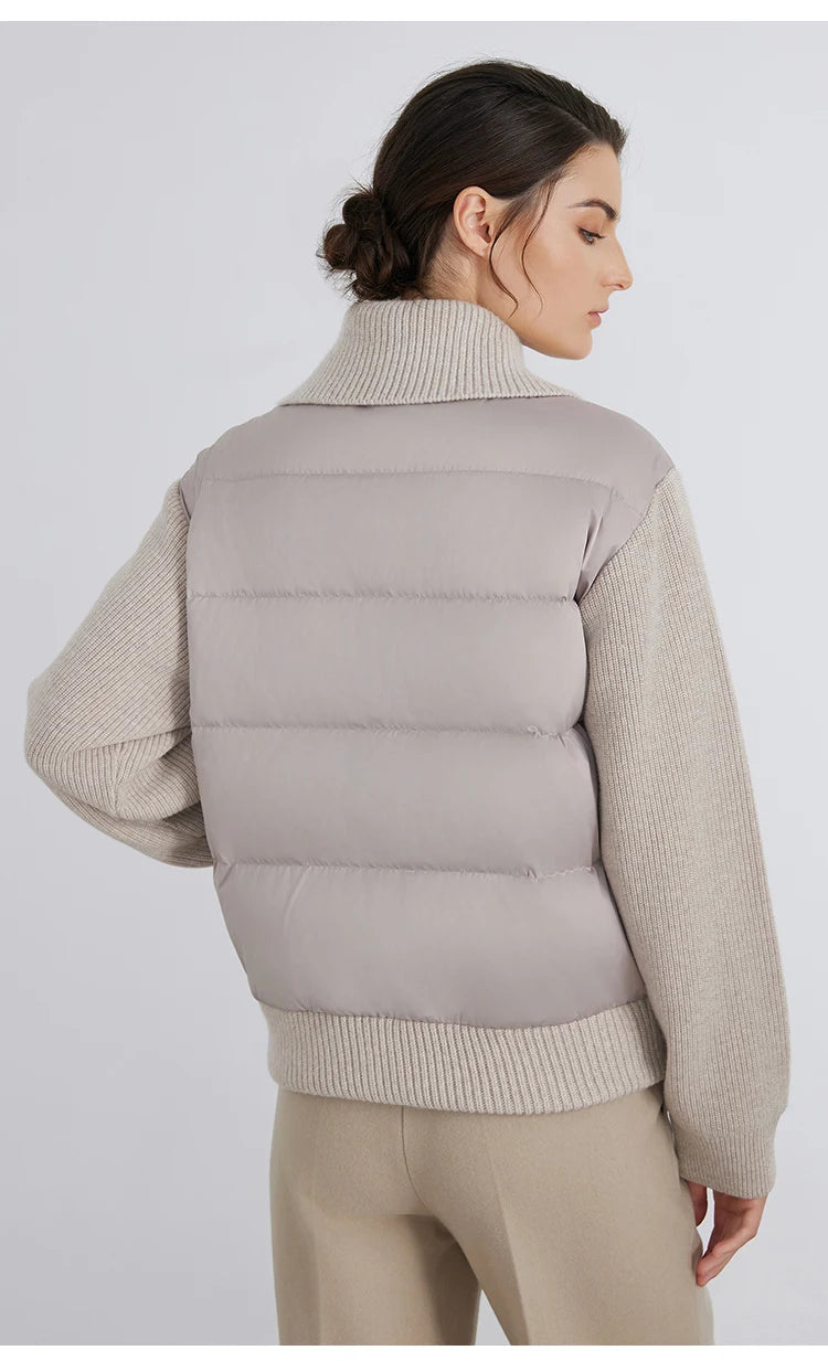 BC930 100% wool and white goose down spliced down jackets for women of high quality from luxury brands coats RT220