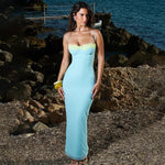 Mesh Lace Spaghetti Strap Sexy Dress Women 2024 Elegant Evening Summer Dress Backless Party Long Midi Dress Vestidos RT220