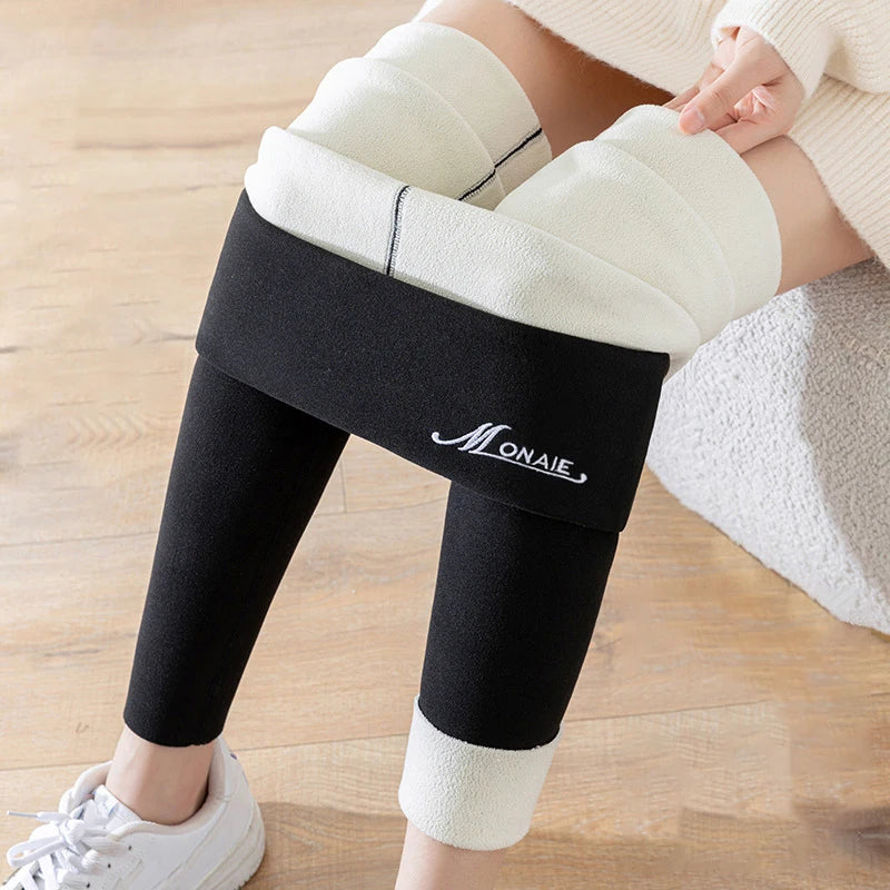 Women Leggings Winter Velvet Thickened Cotton Stretchy Legging High Waist Solid Casual Fleece Warm Tights Pants RT220
