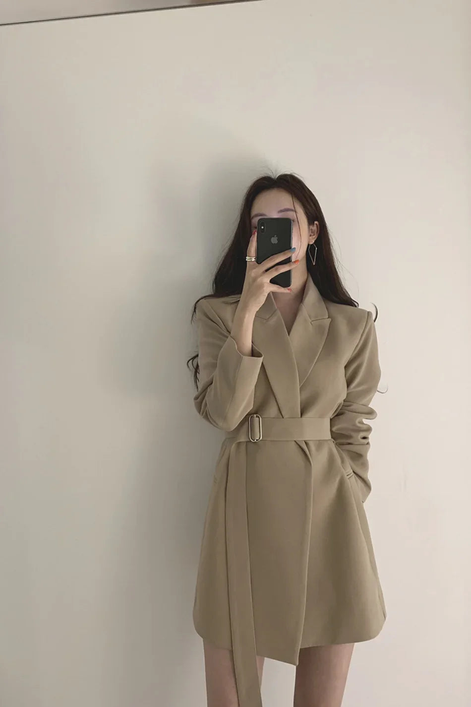 New 2025 Spring Summer Mid-length Small Thin Suit Vintage Belt Korean Fashion Casual Temperament Blazers for Women Clothing RT220
