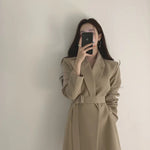New 2025 Spring Summer Mid-length Small Thin Suit Vintage Belt Korean Fashion Casual Temperament Blazers for Women Clothing RT220