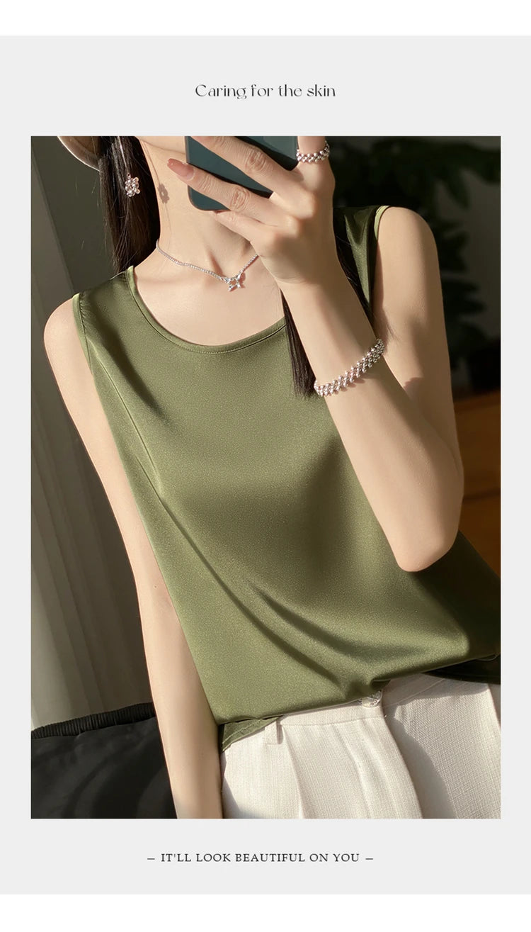 Women Tops Solid Spring Summer Casual Crop Tops Sexy O-neck Tank Tops Office Lady Pink White Top 2024 Fashion Korean Tank Top RT220