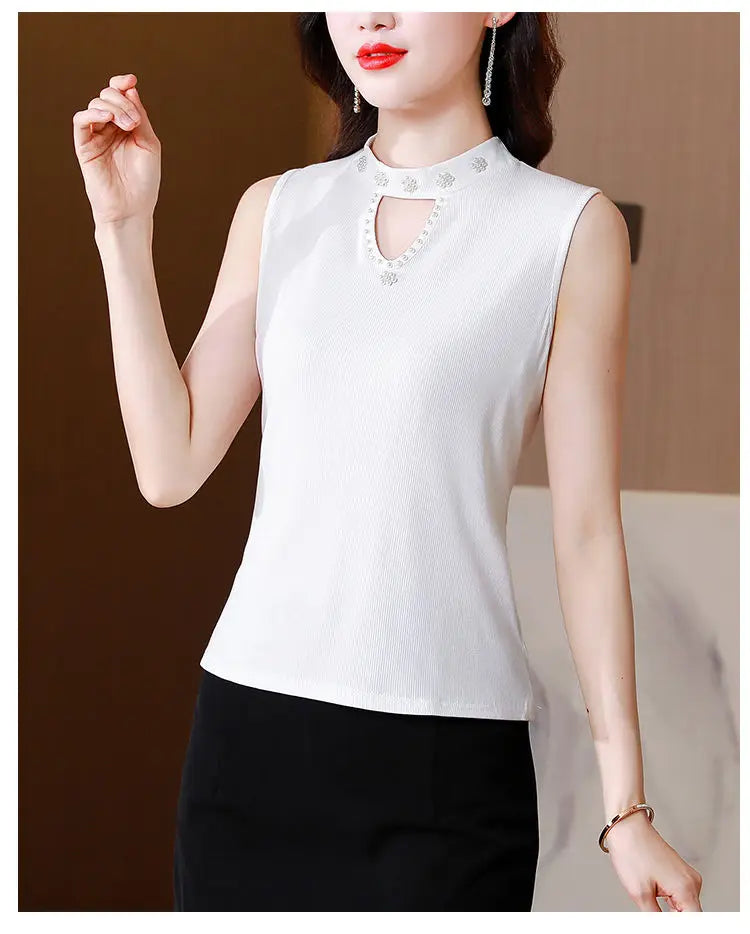 Women Spring New Fashion Sweet Pullovers Base Layers Candy Color Diamonds Hollow Out Knit Vest Slim Versatile Sleeveless Tops RT220