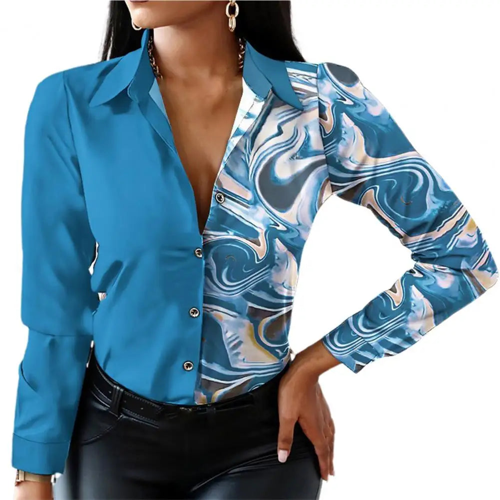 Office Lady Shirt Leopard Single Breasted Spring Autumn Temperament Lapel Blouse for Daily Wear RT220