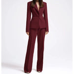 Office Lady Fashion Beige Women Suits One Button Peak Lapel 2 Piece Jacket Pants Slim Fit Smart Causal Conjuntos De Pantalones RT220