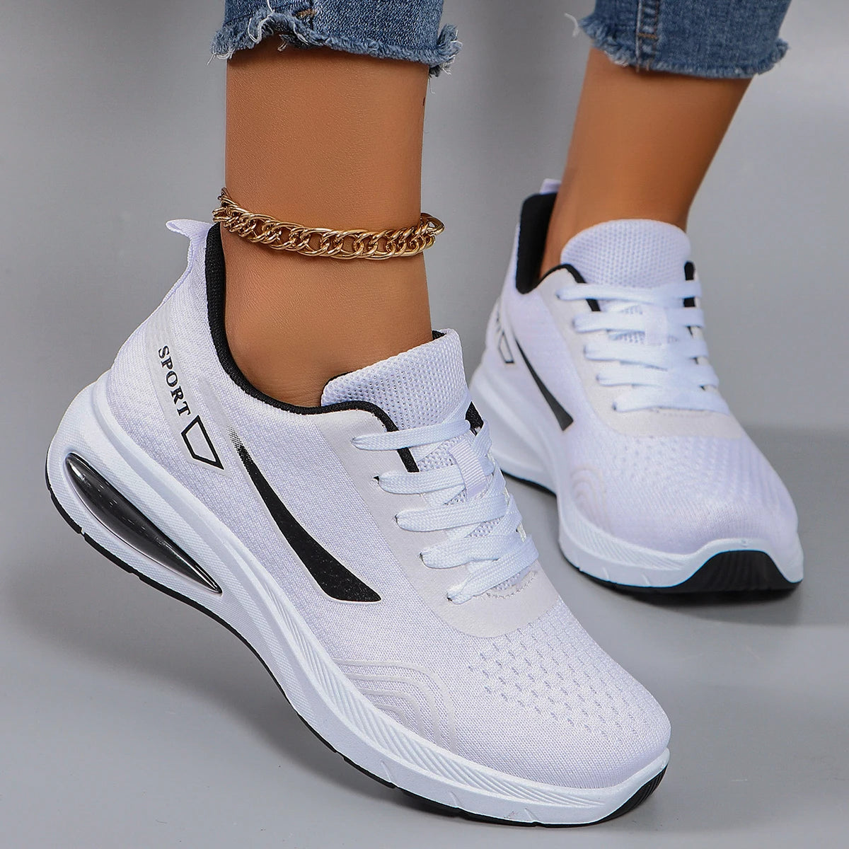 Spring new women's sports shoes, fashionable, breathable, lightweight, non-slip, wear-resistant, casual sports shoes, flat shoes RT220