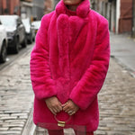 Thick Faux Fur Jacket Women Wine Red Autumn Winter Korean Maxi Coat Long Warm Luxury Fur Black Parkas Bontjas Furry Outerwear RT220