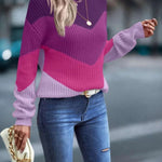 Knit Sweaters Women Jumpers Striped Print Round Neck Streetwear Pullover Top Casual Long Sleeve Warm Sweater Autumn Winter RT220