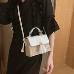 MOODS Straw Beach Bag For Women 2023 Summer New Luxury Designer Handbags Hit Color Tassels Shoulder Crossbody Box Bag Sac A Main RT220