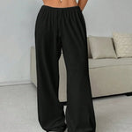 Loose Wide Leg Pants Women's Casual Knitted Loose Long Trousers Spring Summer New Style Elastic Waist Comfortable Female Fashion RT220