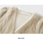 Women Fur Cardigan Thickened Long 2024Autumn Winter V-neck Jacket Female Loose Simple Leisure With Buttons Casual Faux Fur Coat RT220