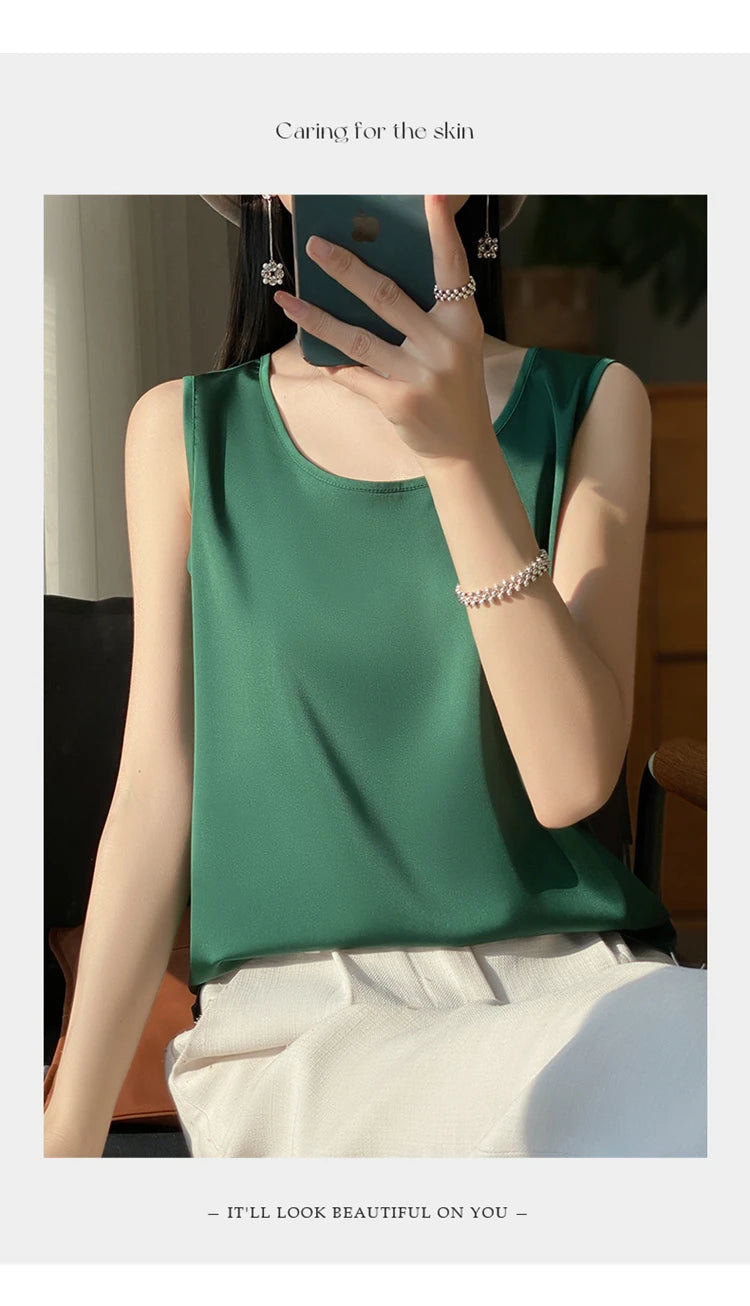 Women Tops Solid Spring Summer Casual Crop Tops Sexy O-neck Tank Tops Office Lady Pink White Top 2024 Fashion Korean Tank Top RT220