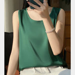 Women Tops Solid Spring Summer Casual Crop Tops Sexy O-neck Tank Tops Office Lady Pink White Top 2024 Fashion Korean Tank Top RT220