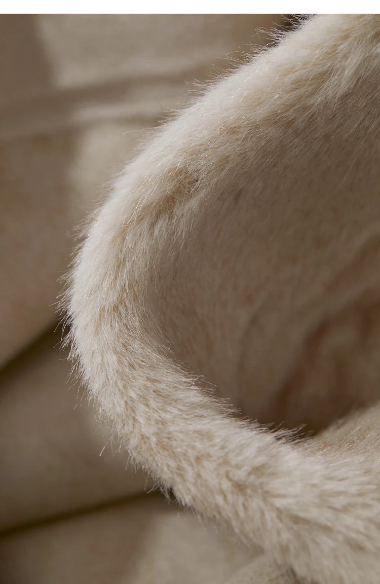 Women Fur Cardigan Thickened Long2025Spring And Autumn V-neck Jacket Female Loose Simple Leisure With Buttons Faux Fur Mink Coat RT220