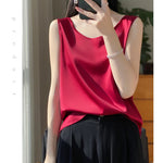 Women Tops Solid Spring Summer Casual Crop Tops Sexy O-neck Tank Tops Office Lady Pink White Top 2024 Fashion Korean Tank Top RT220
