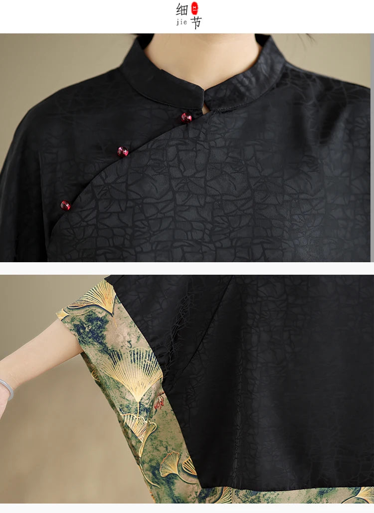 Oversized Summer Pullover T-Shirt Tops Women Print Patchwork Fashion Casual Loose Pleated Ladies Blouses Short Sleeve Woman Tops RT220