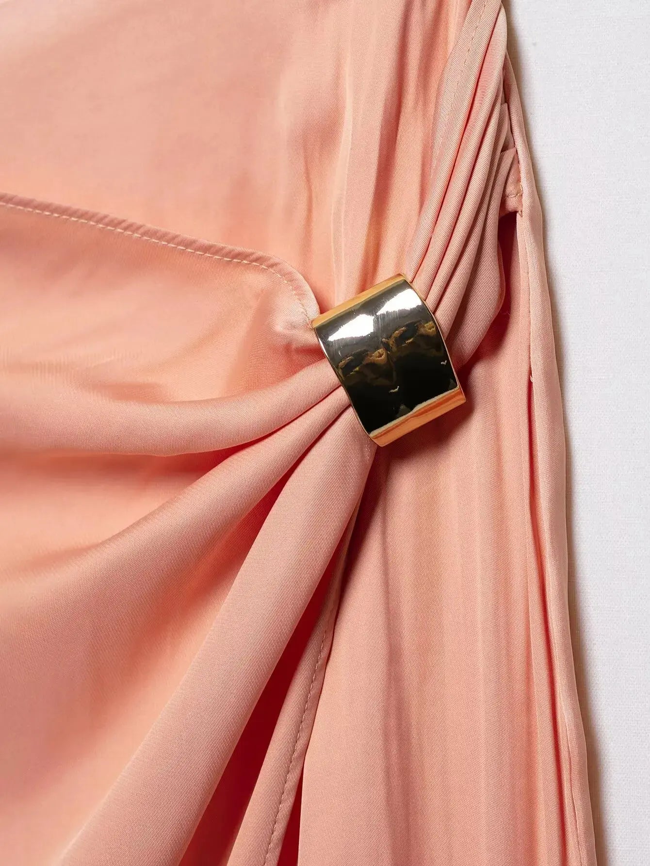 Elegant Women Holiday Wind Solid Color Gloden Metal Wrapped Skirt Faldas Mujer Female Summer Back Zipper Midi Skirts QUN9017 RT220