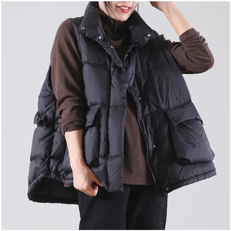Winter Ultra Light Thin Duck Down Vest Feather Jacket Women Quilted Short Warm Basic Casual Oversize Waistcoat RT220
