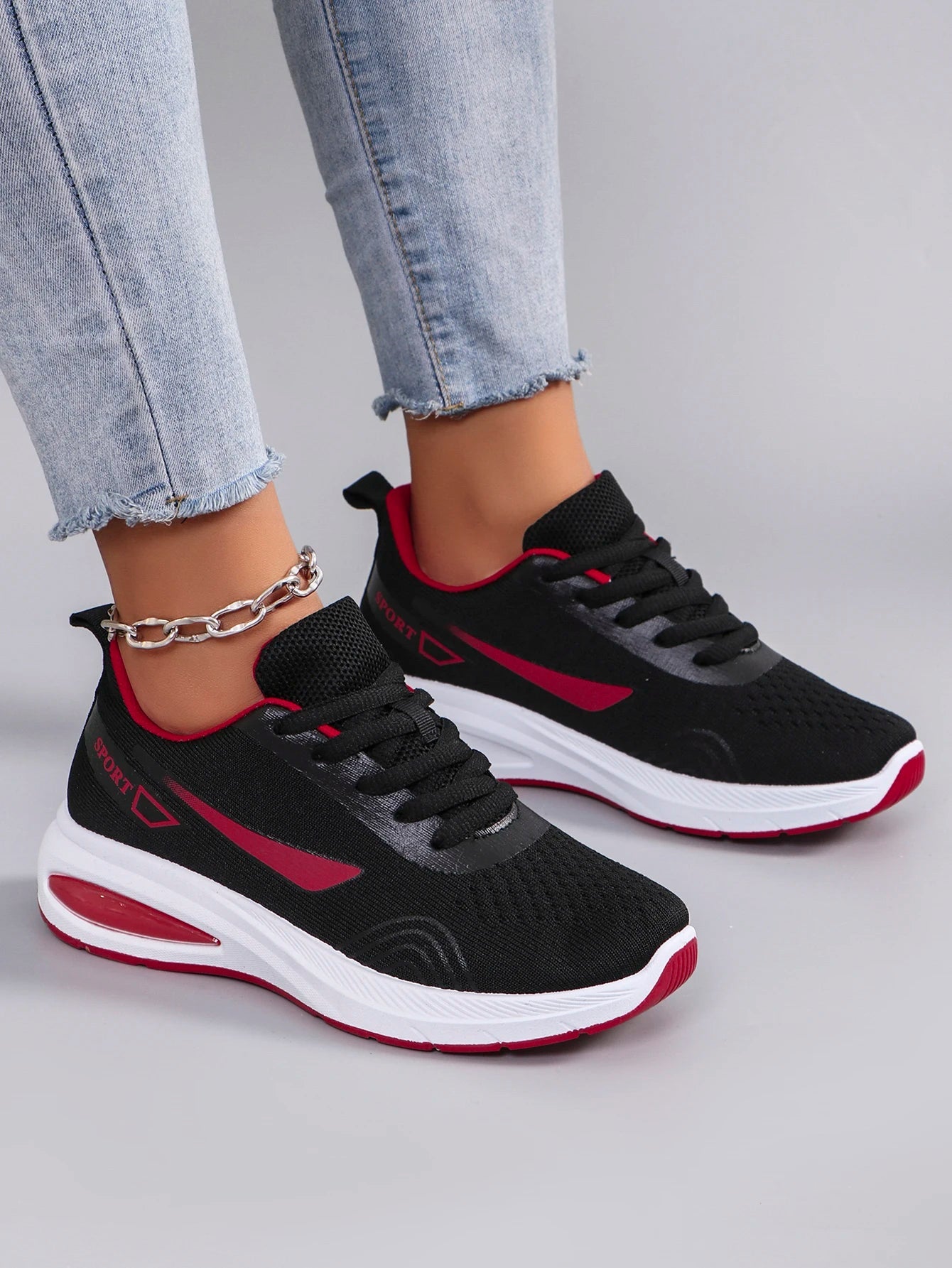 Spring new women's sports shoes, fashionable, breathable, lightweight, non-slip, wear-resistant, casual sports shoes, flat shoes RT220