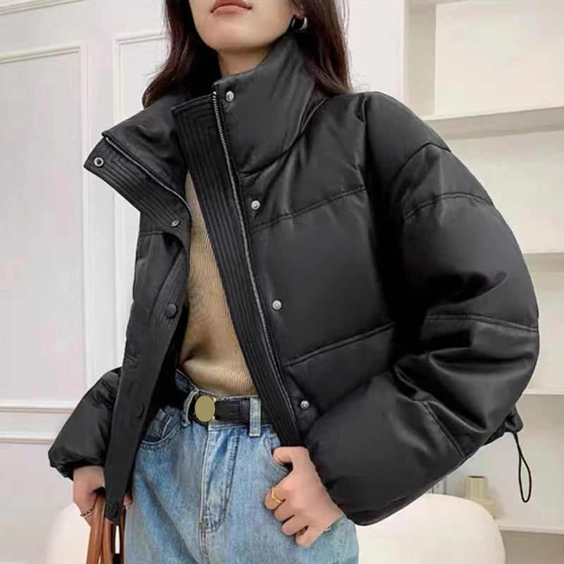 Women Leather Down Jacket Winter 2025 High End Genuine Sheepskin Down Coat Outdoor Thicked Warm Short Puffer Jacket Streetwear RT220
