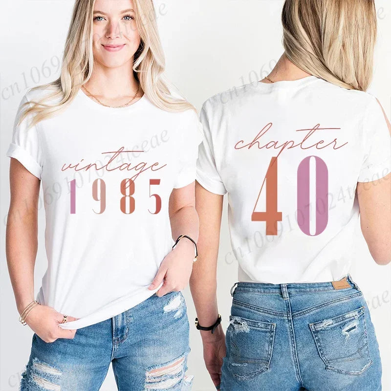 Tshirts for Women Classic 40th Milestone Best Friend Classic T-shirts for Women Vintage 40th Birthday Year RT220