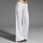 Women White Cotton Linen Pants Casual Low Waist Lightweight Wide Leg Pants Streetwear Bottom Sweatpants Hiking Pants For Women RT220