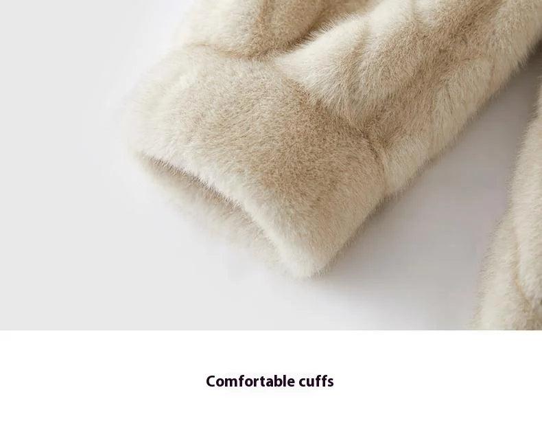 Women Fur Cardigan Thickened Long 2024Autumn Winter V-neck Jacket Female Loose Simple Leisure With Buttons Casual Faux Fur Coat RT220