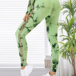 Women Seamless Tie Dye Hollow out Sports Pant Yoga Gym High Waist Workout Leggings Stretchy Women's Activewear RT220