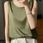 Women Tops Solid Spring Summer Casual Crop Tops Sexy O-neck Tank Tops Office Lady Pink White Top 2024 Fashion Korean Tank Top RT220