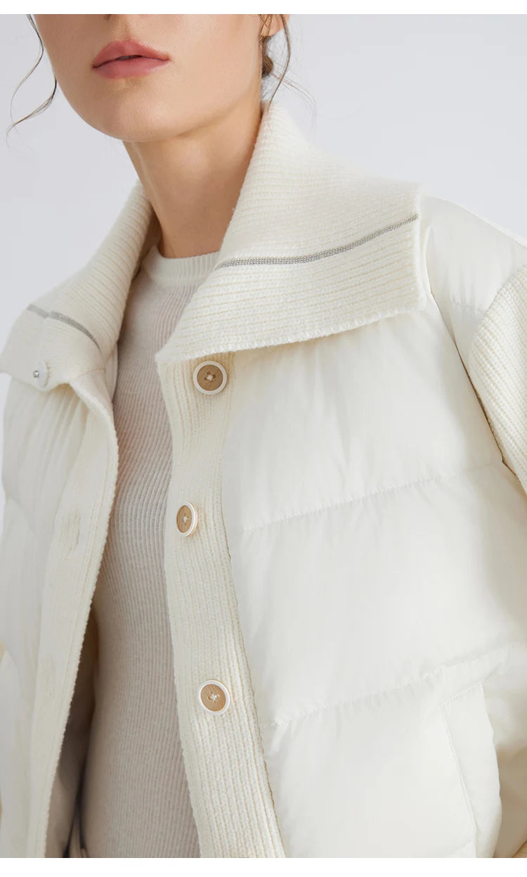 BC930 100% wool and white goose down spliced down jackets for women of high quality from luxury brands coats RT220