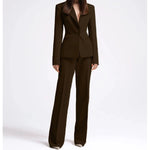 Office Lady Fashion Beige Women Suits One Button Peak Lapel 2 Piece Jacket Pants Slim Fit Smart Causal Conjuntos De Pantalones RT220